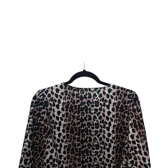 Womens Sz M Multicolor Animal Print 3/4 Sleeve Blouse - Picture 3 of 9